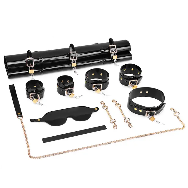 Leather Handcuffs Bandage Whip Gift Set